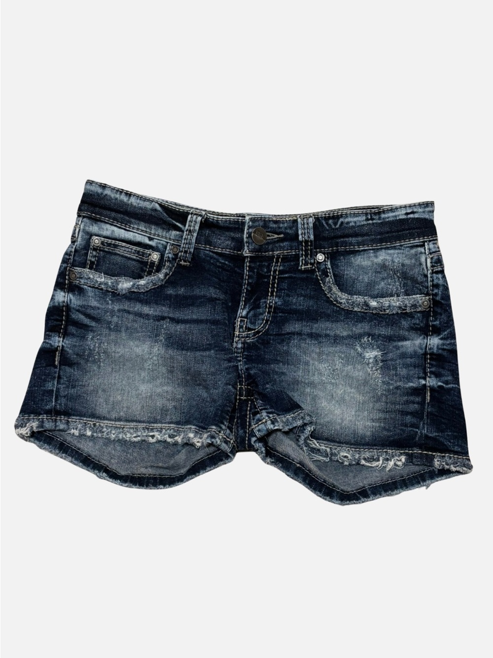 BKE Stella Low Rise Distressed Denim Jean Shorts Size 28 - Picture 2 of 4